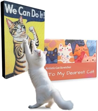 Art Cat Scratcher for Indoor Cats, Wall Mounted Cardboard Cat Scratcher by Unknown