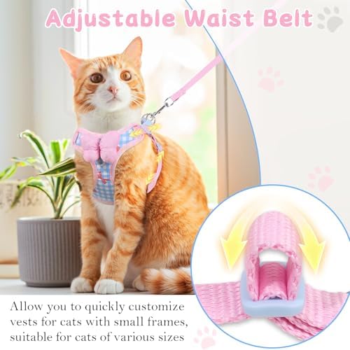 Cat Harness and Leash Set, Escape Proof Soft Vest Walk Pink Small - Image 6