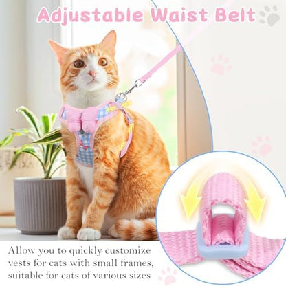 Cat Harness and Leash Set, Escape Proof Soft Vest Walk Pink Small - Image 6