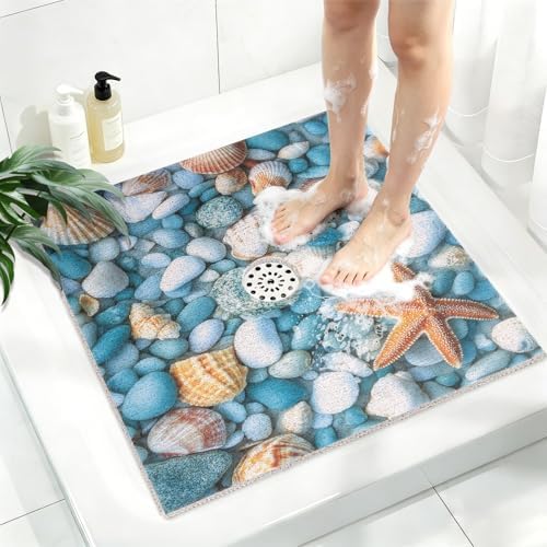 Square Shower Mat, Yonala 32 x 32 Inch Stylish Non Slip Shower Mats by Yonala