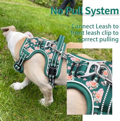 HEELE Dog Harness, Reflective, No Pull No Choke, Flower Grass Green - Image 4