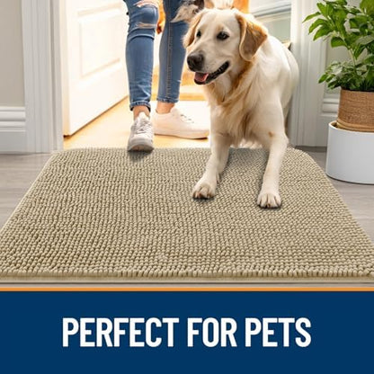 OLANLY Dog Door Mat for Muddy Paws 47x32, Super Absorbent Chenille Mud Mat - Image 6
