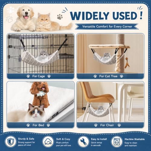 Jetec 2 Pack Cat Hammock for Cage, Cat and Plaid - Image 2