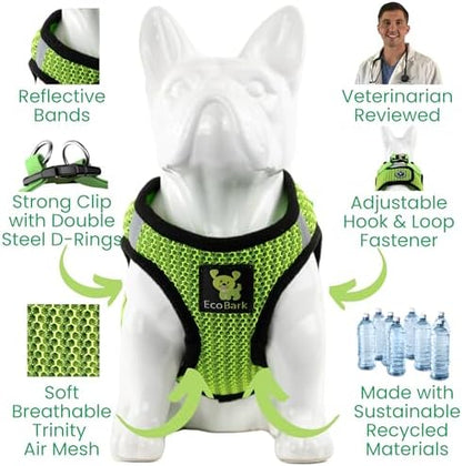 EcoBark Step in Dog Harness, Reflective Soft Padded Mesh Vest, Neon Green - Image 7