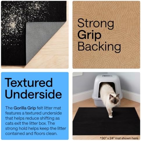 GORILLA GRIP Cat Litter Box Mat, Soft Felt Scatter Catcher - Image 3
