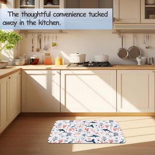 Cartoon Dolphin Bathroom Rug 29.5"x17", Shells Corals Quick-Drying Super - Image 6