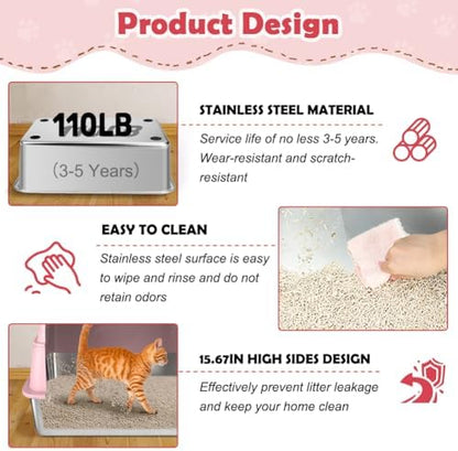 Vivifying XL Stainless Steel Cat Litter Box - Image 6