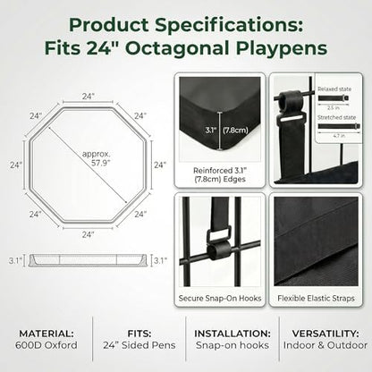 PJYuCien 2-in-1 Octagonal Dog Playpen Bottom Pad - Image 5