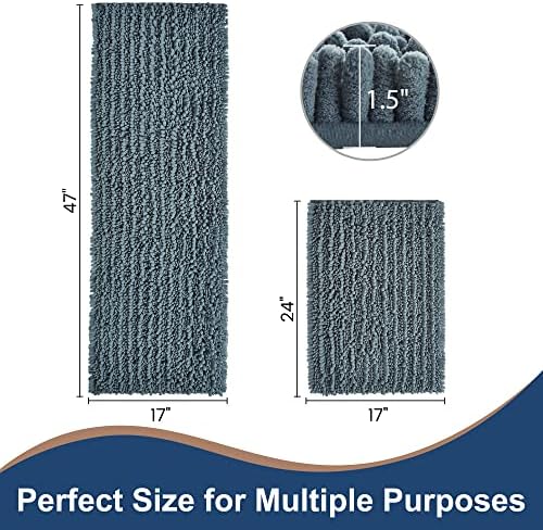 Luxury Chenille Dusty Blue Bathroom Rugs Sets 2 Piece, Thickened Hot Melt - Image 6