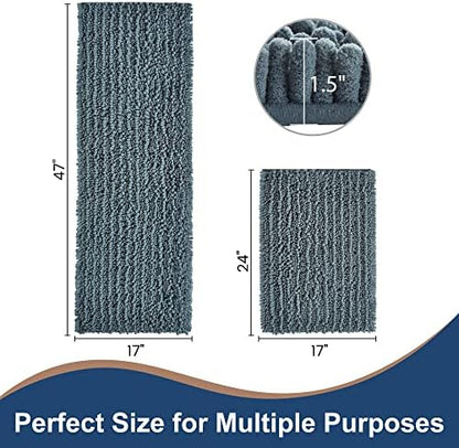Luxury Chenille Dusty Blue Bathroom Rugs Sets 2 Piece, Thickened Hot Melt - Image 6