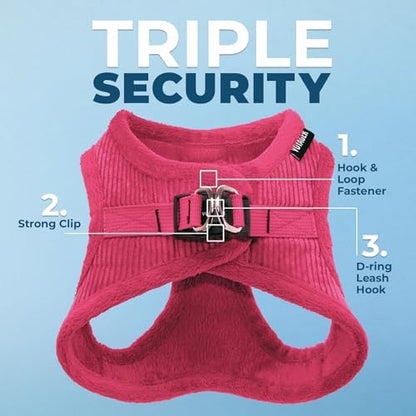Voyager Step-in Plush Dog Vest Harness -Fuchsia Corduroy - Image 2