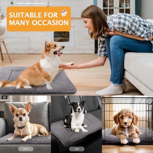 Reversible Dog Bed Mat with Plush and Corn Velvet, Soft Warm Pet Cushion - Image 2