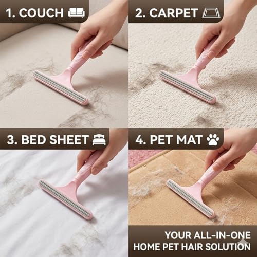 4-Pack Pet Hair Remover for Couch & Car, Double-Sided Silicone Lint Scraper Set - Image 4