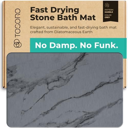 TOSORO - Stone Bath Mat Diatomaceous Earth Shower Mat Non-Slip Super Absorbent by Tosoro
