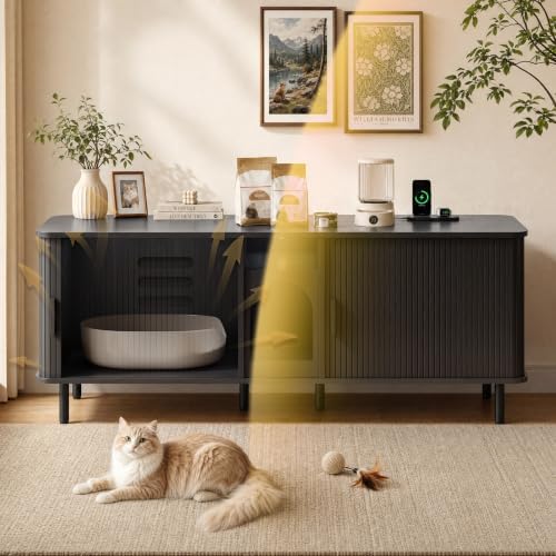 65" Double Cat Litter Box Enclosure - Image 3