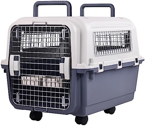 Elevon Plastic Kennels Pet Carrier Rolling Plastic Airline Approved Wire Door by ELEVON