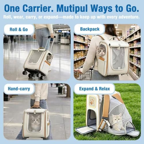 Pet Carrier Backpack with Wheels Rolling - Image 4