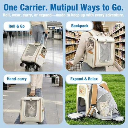 Pet Carrier Backpack with Wheels Rolling - Image 4