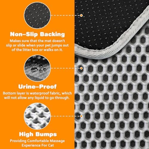 Cat Litter Mat 16"x20", Double Layer EVA litterbox Mat - Image 4