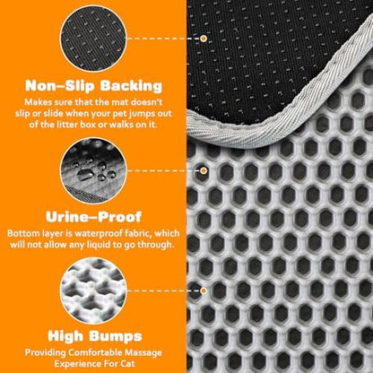Cat Litter Mat 16"x20", Double Layer EVA litterbox Mat - Image 4