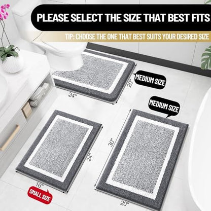 OLANLY Bathroom Rugs 30x20, Soft Absorbent Microfiber Bath Rugs, Dark Grey - Image 2