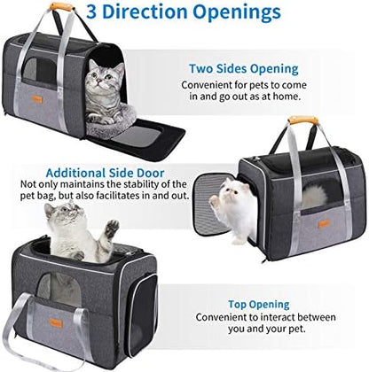 Morpilot Top and Side Expandable Cat Carrier, Collapsible Soft-Sided Pet Carrier - Image 2