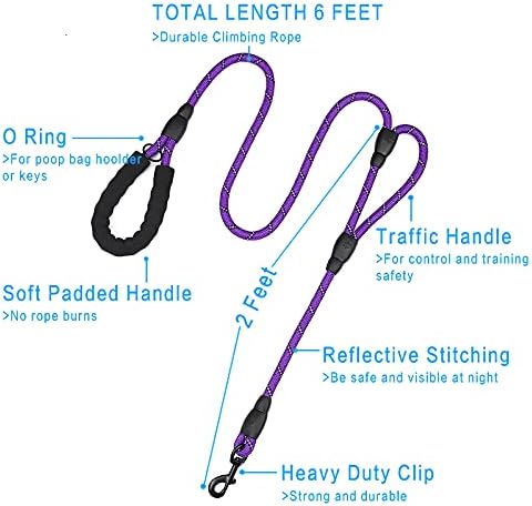 PLUTUS PET Rope Dog Leash 6ft Long, Traffic Padded Two Handle, Heavy Duty - Image 2
