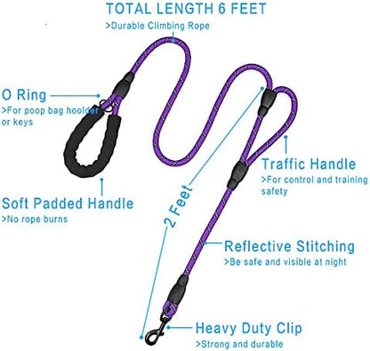 PLUTUS PET Rope Dog Leash 6ft Long, Traffic Padded Two Handle, Heavy Duty - Image 2