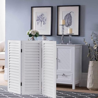 SOFE 2.6ft White Short Room Divider, 3-Panel Folding - Image 2