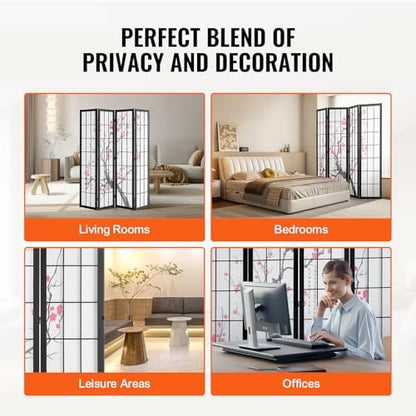 VEVOR Room Divider, 4 Panel Japanese Room Divider Screen, Wood Folding Privacy - Image 7