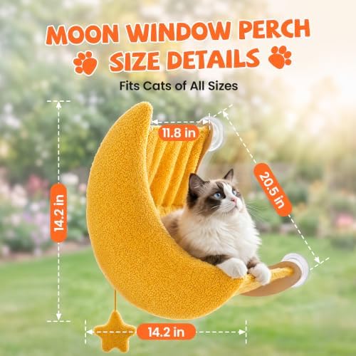 Cat Window Perch Moon Shape, Large Cat Hammock Bed Washable - Image 2