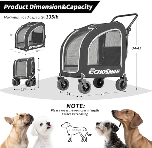 EchoSmile 4-Wheel Pet Stroller for Dogs & Cats - Image 2