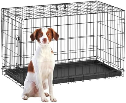 FDW | 42" Foldable Metal Dog Crate | Dark Black | Cage by FDW