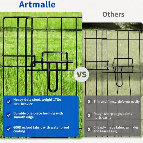 Artmalle 24"H Dog Playpen, 8 Panel Rustproof Metal Pen - Image 5