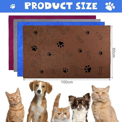 Chumia 4 Pcs Dog Towels for Drying Dog Puppy Bulk Microfiber Absorbent Paw - Image 3