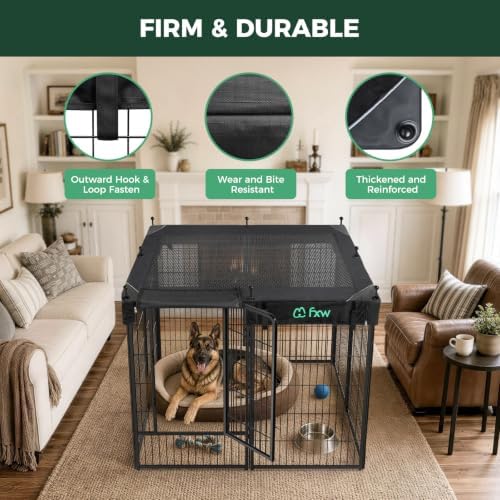 FXW Rollick Dog Playpen with Mesh Top Cover, 8 Panels - Image 2