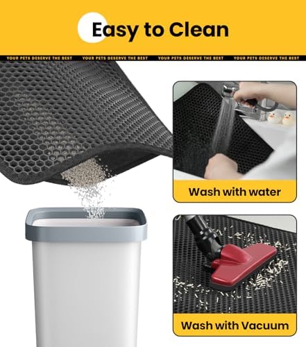 Cat Litter Trapping Mat, Hexagon Grids & Anti-Leak Base, Machine Washable - Image 6