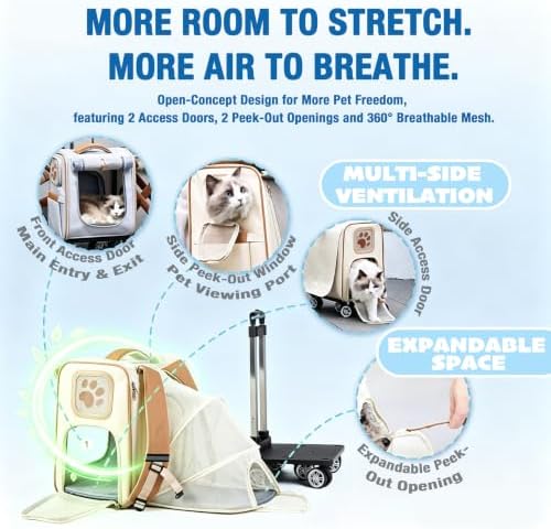 Pet Carrier Backpack with Wheels Rolling - Image 2