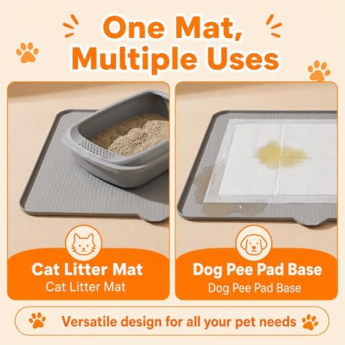Cat Litter Mat, XL 40"x28" Silicone Litter Box Mat, Tilted Drain Spout - Image 6