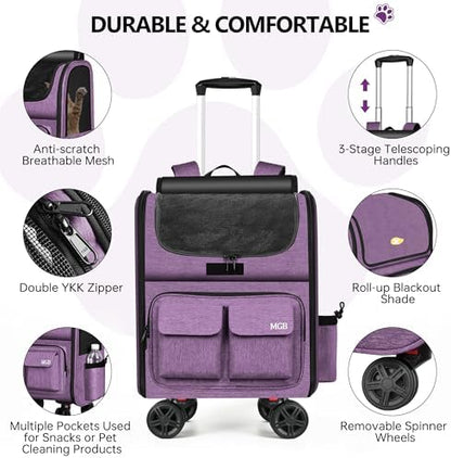 MGB Rolling Cat Carrier with Wheels, Pet Carrier - Image 3
