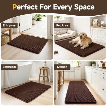 Ophanie Brown Bathroom Rugs Sets 3 Piece, Soft Chenille Bath Mat, Non Slip - Image 7
