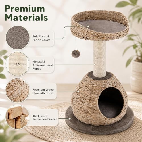 PETSITE Modern Cat Tree Tower, Paper Rope Natural Bowl Shaped - Image 3