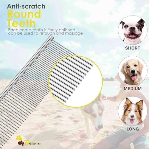 2 Pack Dog Grooming Comb Pet, Stainless Steel Cat Combs - Image 4