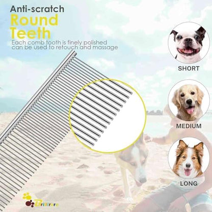 2 Pack Dog Grooming Comb Pet, Stainless Steel Cat Combs - Image 4