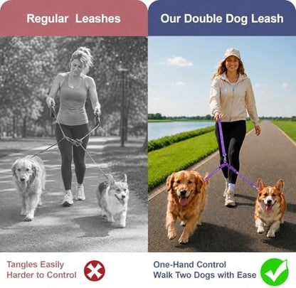 Double Dog Leash Padded Handle 360°Swivel No Tangle Dual Leash - Image 6