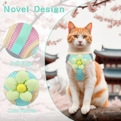 Cat Harness and Leash Set, Escape Proof Soft Vest Walk Green XS - Image 2