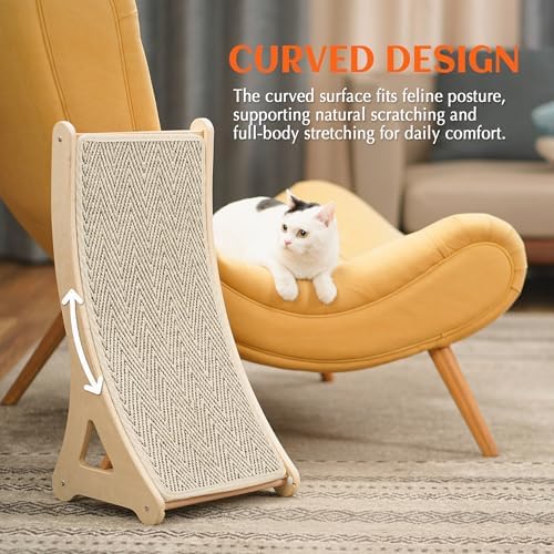PETKARAY Curved Cat Scratcher, Sisal Kitty Scratching Ramp, L Shape Scratch Pad - Image 4