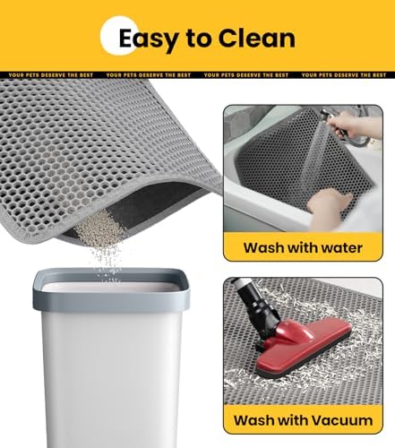 Cat Litter Trapping Mat, Hexagon Grids & Anti-Leak Base, Machine Washable - Image 6