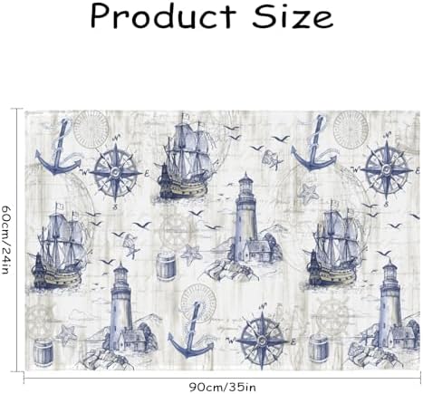 Giwawa Nautical Anchor Bath Rug Sailboat Lighthouse Soft Doormat Non Slip - Image 3