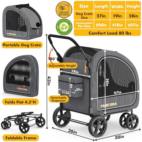 PAWZIDEA 3-in-1 Large Dog Stroller - Image 2